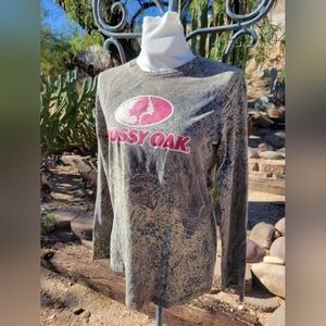 Mossy Oak Brush Vintage Camouflage Shirt with Pink Logo